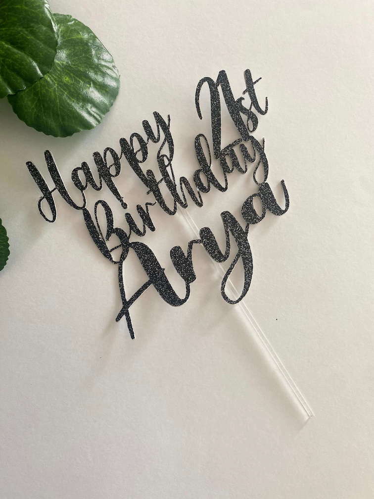 Personalised Happy Birthday Cake Topper with Custom Name & Age