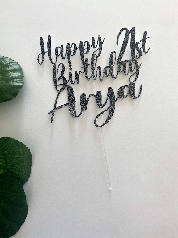 Personalised Happy Birthday Cake Topper with Custom Name & Age - Image 2