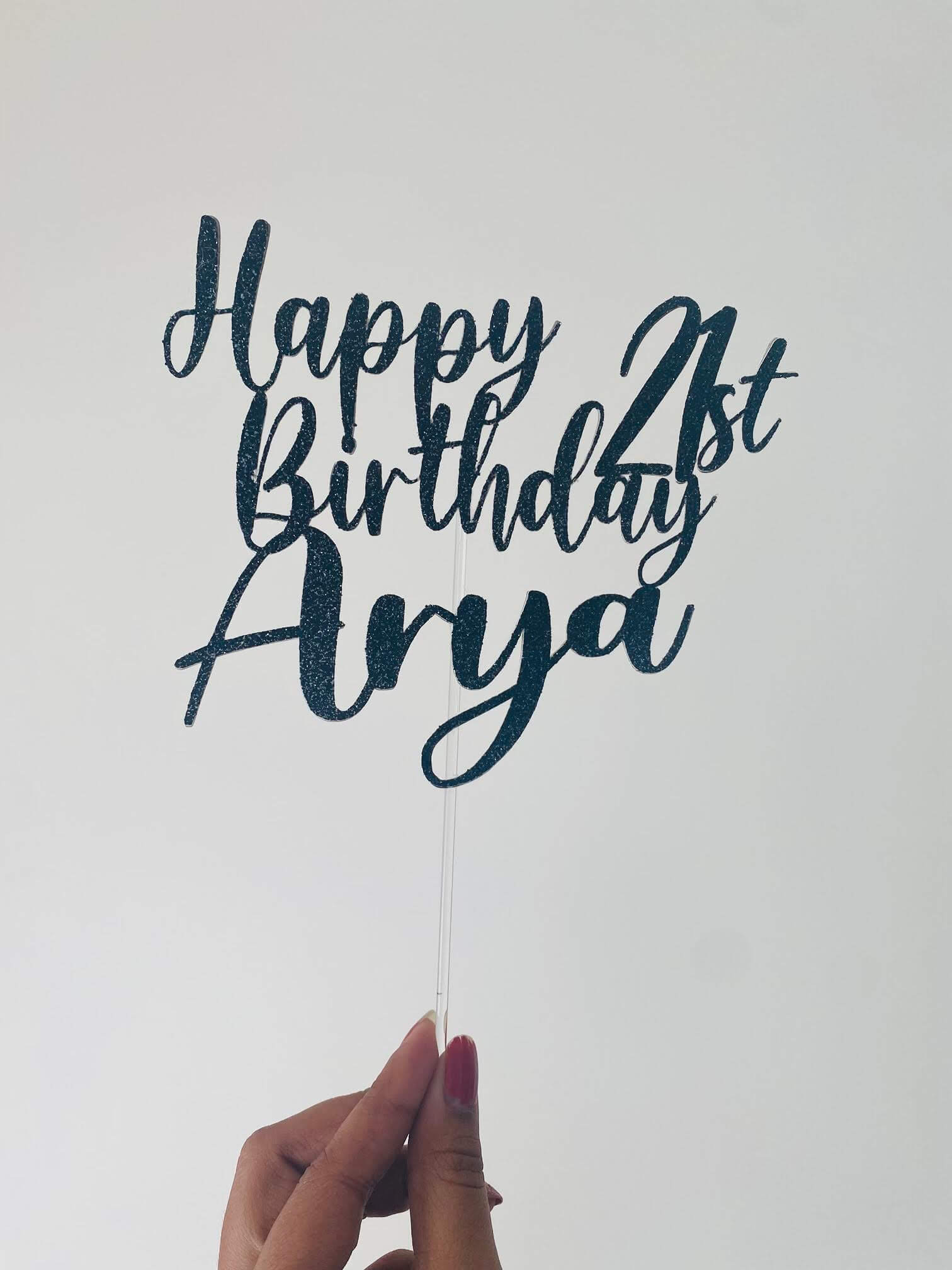 Personalised Happy Birthday Cake Topper with Custom Name & Age - Image 3